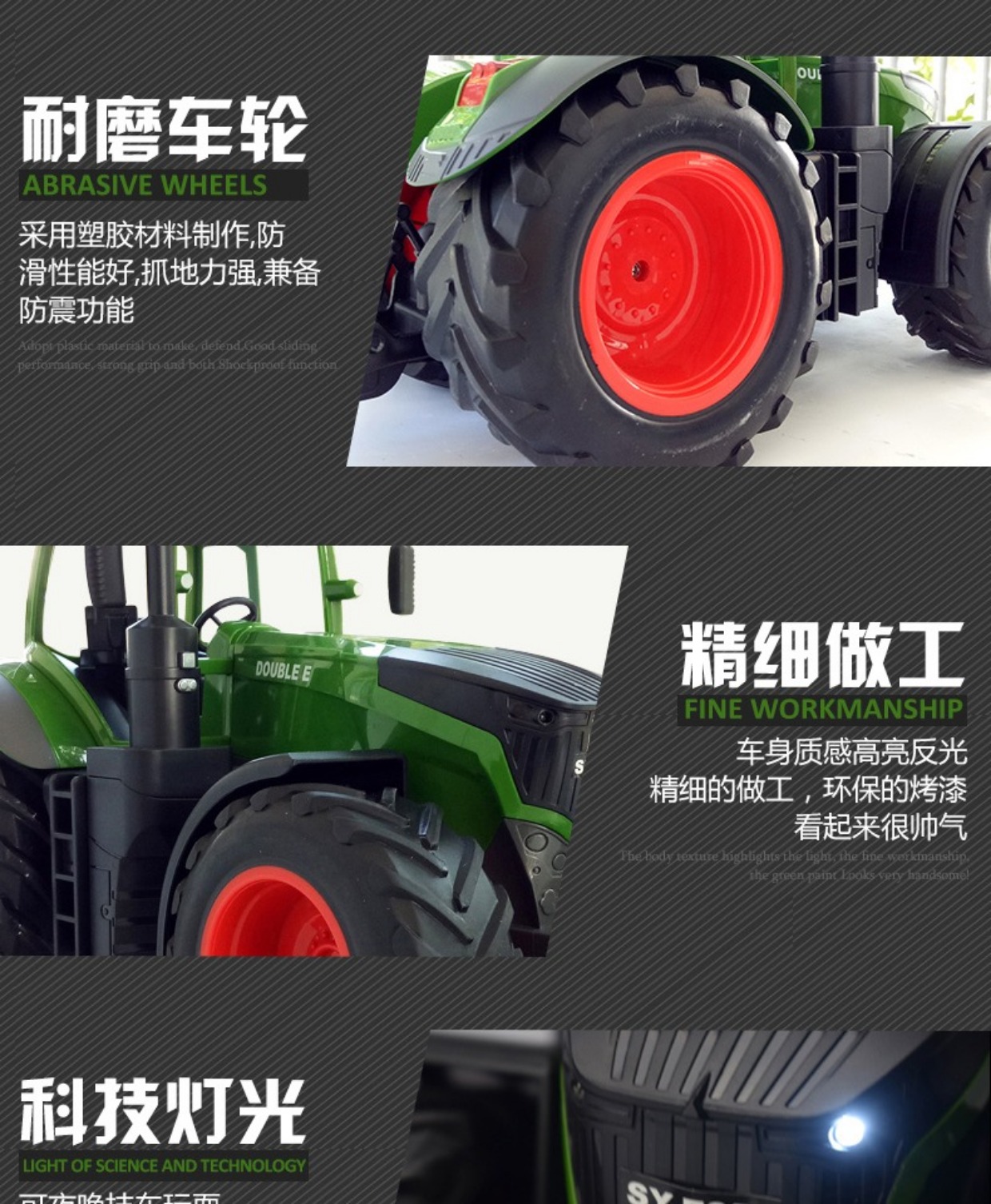 Trẻ em đồ chơi máy kéo đồ chơi xe máy kéo mô hình bốn bánh lớn điều khiển từ xa máy kéo kỹ thuật xe tải nông dân đồ chơi cho bé 1 tuổi