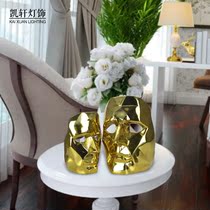 Nordic creative full brass mask ornaments TV cabinet home living room decorations study decoration office ornaments
