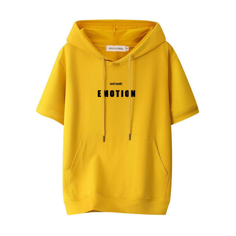 2026 Summer New Clothing Pure Cotton Hooded T-Shirt Women's Short-Sleeved Sweatshirt Women's Printed Hooded Top Half-Sleeve