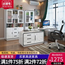 Modern home study Student desktop desk bookshelf bookcase combination Simple bedroom paint office computer desk