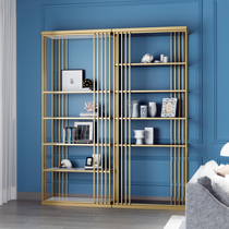 Light luxury office floor-to-ceiling bookshelf Simple gold wrought iron decorative storage rack Modern living room storage rack storage rack