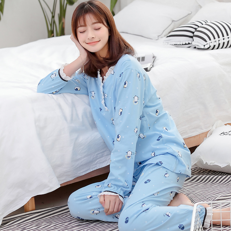月子服春秋纯棉产后孕妇睡衣家居服