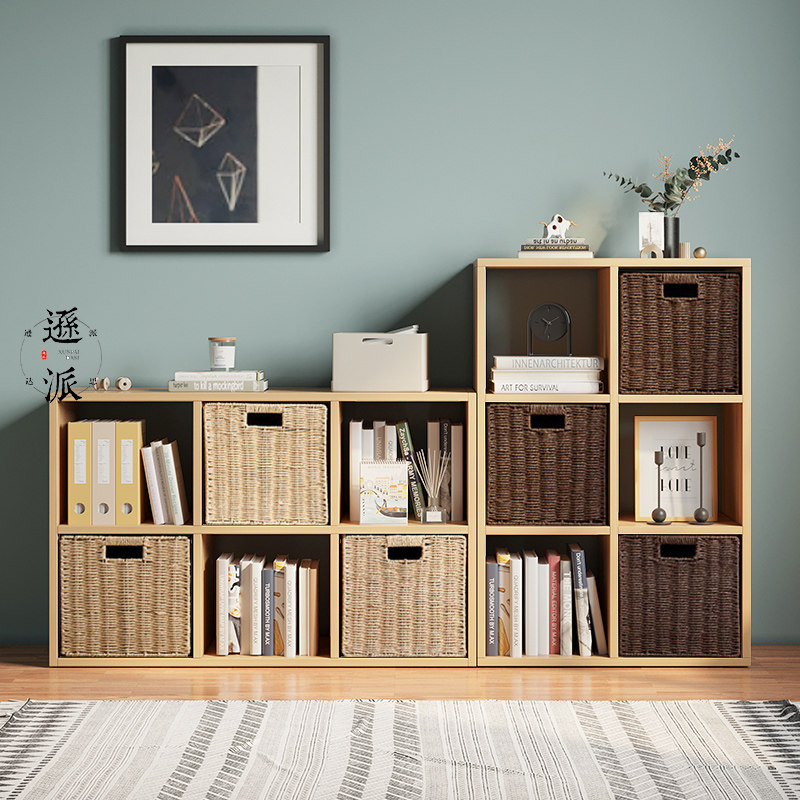 Bookshelves Shelve Shelves Imitation Solid Wood Plaid Cabinet Children's Toy Containing Cabinet Dwarf Bookcase Partition Balcony Containing Cabinet