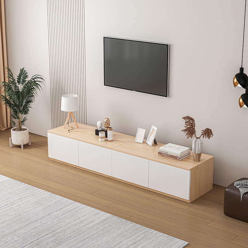 Nordic TV cabinet modern minimalist combination imitation solid wood floor cabinet small apartment living room light luxury low cabinet TV cabinet