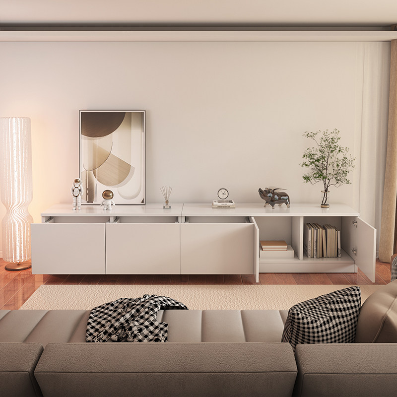 Simple modern tea table TV cabinet minimal small family living room terminal bucket container cabinet light luxury cabinet