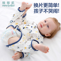 Baby open-file one-piece summer thin crotch baby clothes Summer pajamas spring and autumn long-sleeved cotton mens coat