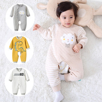 Baby open file one-piece open crotch Autumn and winter baby warm clothes winter thickened coat cotton infant pajamas