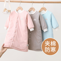Baby nightgown Autumn and winter baby pajamas Winter thickened padded childrens nightgown pure cotton childrens childrens boys anti-kick