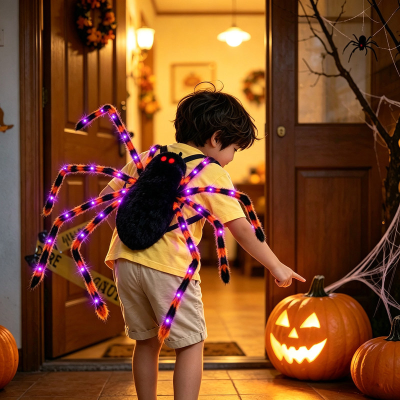 Halloween Candy Bag, Glowing Spider Backpack, Candy Bag, Atmosphere Props, Party Kidsren's Small Gift Bag Halloween Candy Bag, Glowing Spider Backpack, Candy Bag, Atmosphere Props, Party Kidsren's Small Gift Bag