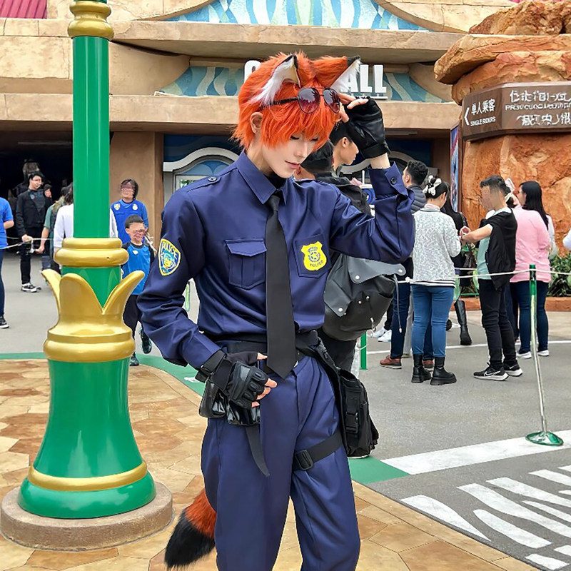 Nick Fox Nick Cosplay Costume Zootopia Rabbit Police Officer Halloween Adult Costume Dress up Outfit