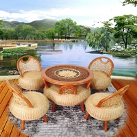 Wicker ghế ba mảnh bàn ban công và ghế năm mảnh phòng khách đồ nội thất giải trí bàn ghế ngoài trời vườn cà phê bàn ​​ghế kết hợp bàn ghế ăn ngoài trời