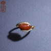 Xinjiang Hotan jade seed red Qin inlaid gold ring