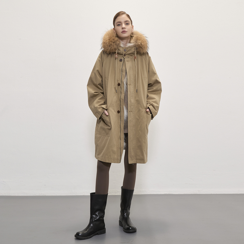 Dukecat/ Wilderness Parka Canada Imported Wolf Fur 90% White Goose down Liner Parka Coat Fur