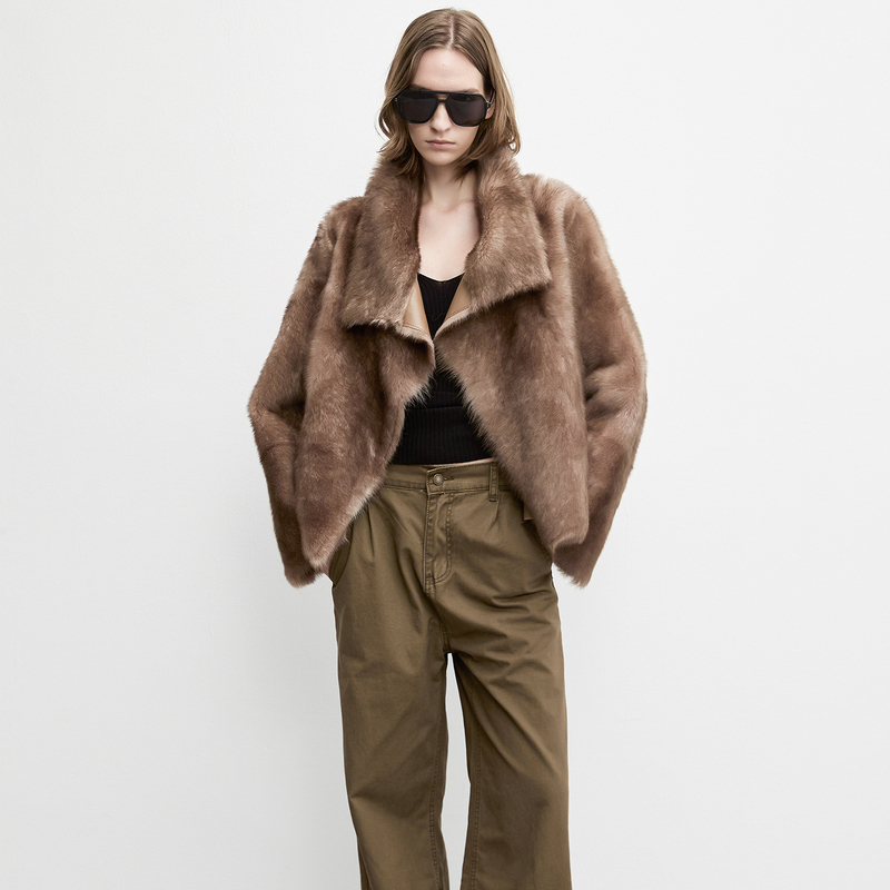 Dukecat/Minimalist Old Money Tuscany Straight Wool Sheepskin Fur Coat Women's Short Style Reversible
