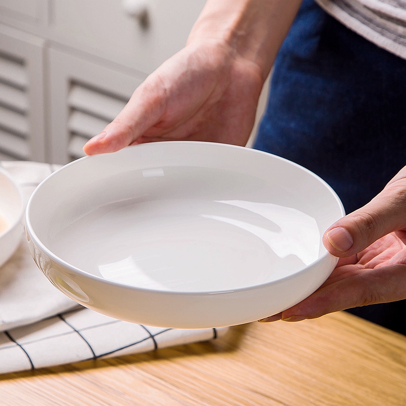 Household 6 only nest dish meal ceramic soup plate suit dish dish dish dish pure white plate ipads China deep dish