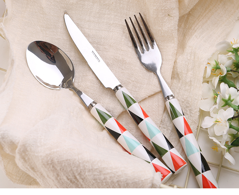 Ceramic handle stainless steel knife and fork spoon, chopsticks web celebrity suit ins wind western - style food tableware household steak knife and fork