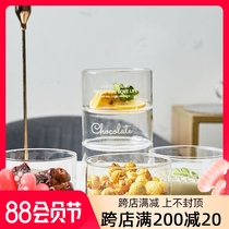 Glass bowl Household heat-resistant glass vegetable salad bowl Nordic fruit salad glass bowl Dessert bowl round transparent