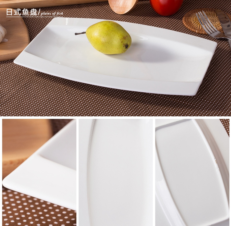 Irregular creative European - style move pure white ceramic household Japanese fish dish large ipads porcelain plate steamed fish dishes