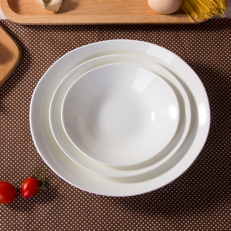 Jingdezhen pure white Japanese household ipads porcelain ceramic creative soup plate deep dish plate elliptical plate steamed fish dish