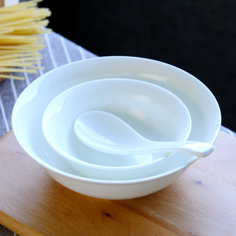 Jingdezhen pure white household small ipads bowls bowl of shark fin soup bowl of ceramic tableware rainbow such as bowl Chinese rice bowls microwave oven