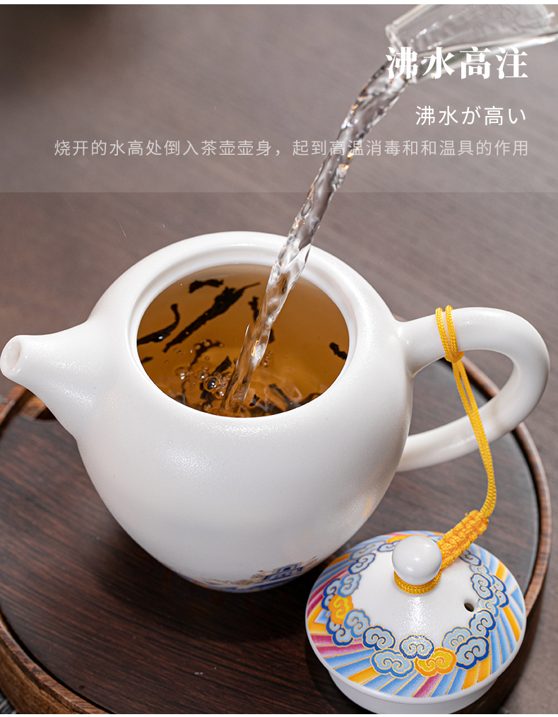 The early panther gold colored enamel ceramic teapot kung fu tea teapot household ball hole of a complete set of manual beauty pot