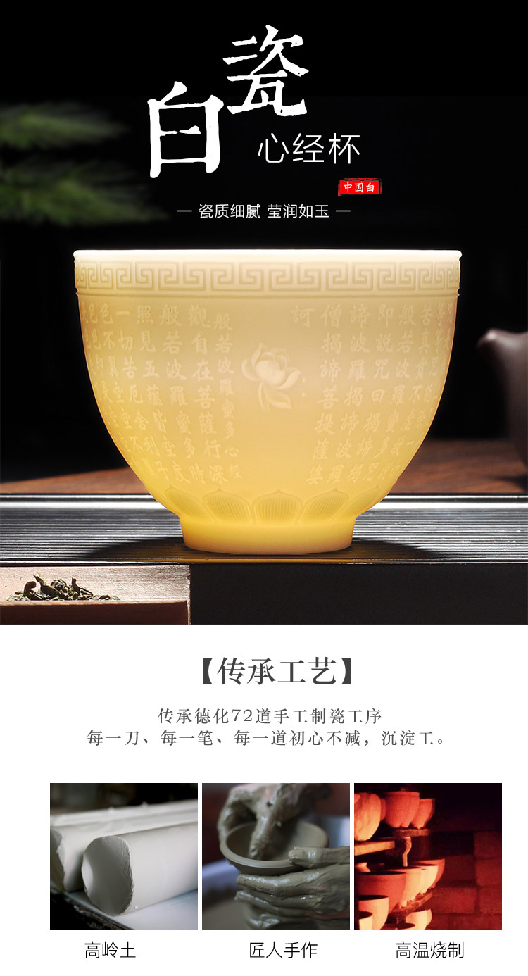 Leopard lam box heart sutra master cup a cup of tea light sample tea cup individual household only white porcelain of jingdezhen ceramic masters cup