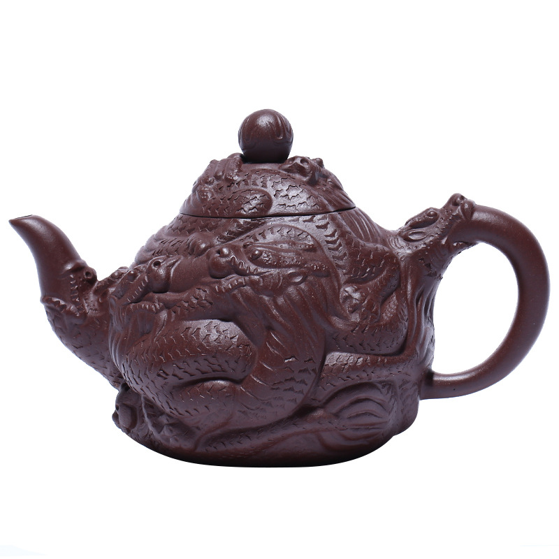Leopard lam, yixing famous ore purple clay statute of pure manual it Kowloon teapot carved dragon tea factory