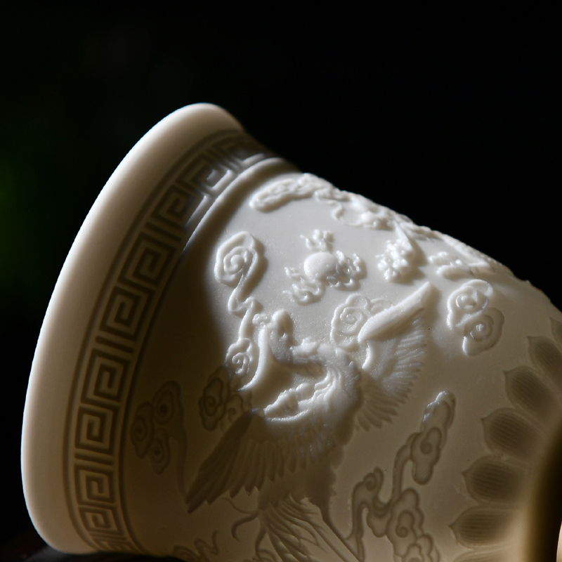 Leopard lam suet jade exquisite ceramic cups single CPU kung fu tea cup white porcelain lamp cup sample tea cup tea master list