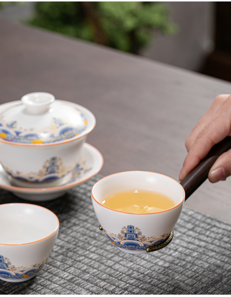 Leopard lam, thick light glaze teacup kung fu tea set ceramic cup tea cup archaize palace cup personal cup colored enamel single CPU