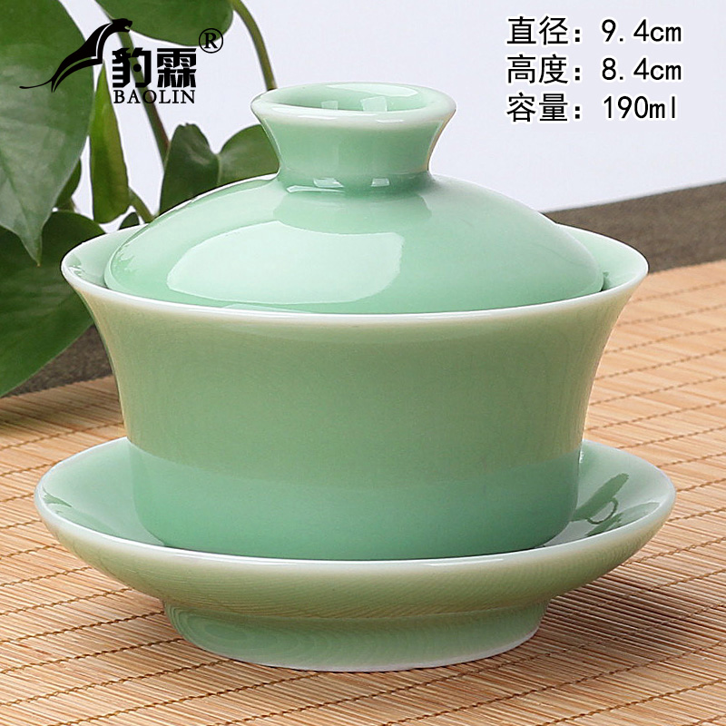 Longquan celadon tureen of blue and white porcelain bowl with large single three cups to make tea kungfu jingdezhen ceramic tea set