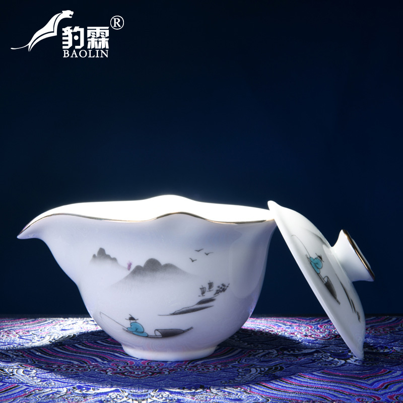 Leopard lam, travel tea set suit portable package is suing a pot of 22 portable crack crack glass ceramic kungfu cup