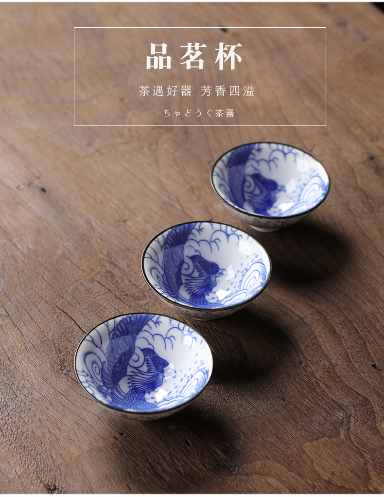 Leopard lam, 10 hat to restoring ancient ways of Japanese master kung fu tea cups ceramics cup single tea light blue and white porcelain sample tea cup