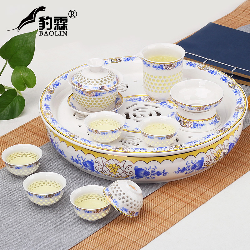 Creative ceramic kung fu tea set tea tray household saucer plate of small tea table storage contracted simple Japanese car