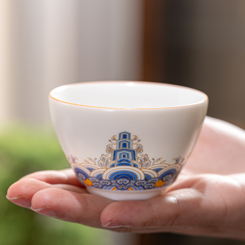 Leopard lam, thick light glaze teacup kung fu tea set ceramic cup tea cup archaize palace cup personal cup colored enamel single CPU