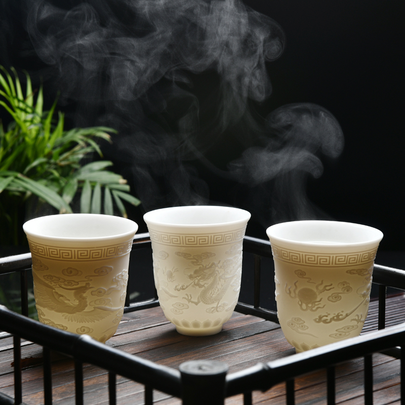 Leopard lam suet jade exquisite ceramic cups single CPU kung fu tea cup white porcelain lamp cup sample tea cup tea master list