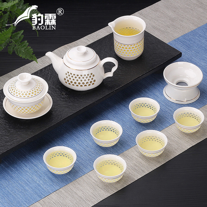 Leopard lam, creative household and exquisite ceramic kung fu tea set tea tray tureen teapot tea cup contracted with tea