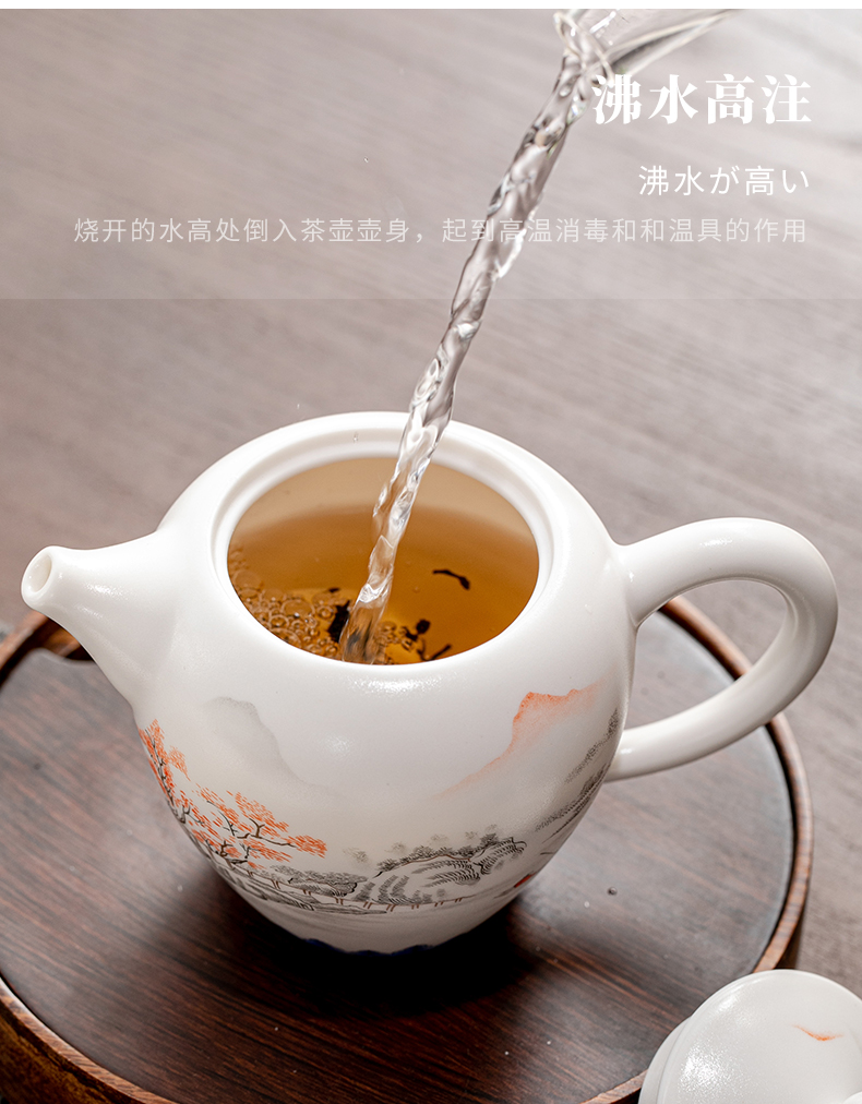 The early panther gold colored enamel ceramic teapot kung fu tea teapot household ball hole of a complete set of manual beauty pot