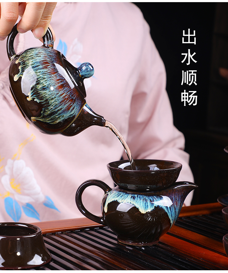 Leopard lam, built one variable kung fu tea set ceramic teapot teacup retro nostalgia Japanese household small set of all up with contracted