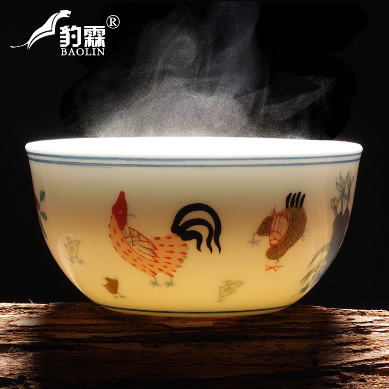 Jingdezhen half hand - made of da Ming chenghua bucket color ceramic cups chicken cylinder cup archaize kung fu master sample tea cup single CPU