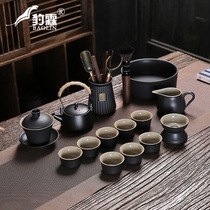 Ancient style black pottery teapot set home small creative high-grade tea cup anti-scalding tea set