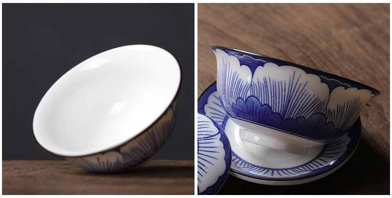 Leopard lam, white porcelain tea set household contracted tureen tea cups kung fu tea set ceramic tea POTS bowl