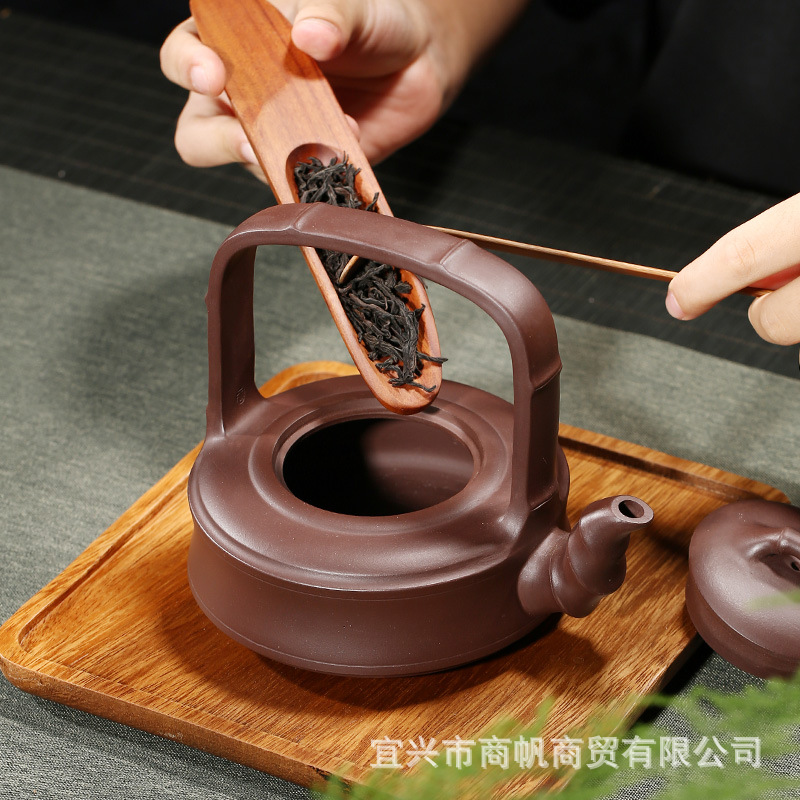 Leopard. Yixing it undressed ore bamboo girder purple clay pot of 390 ml hand kung fu tea tea portable pot