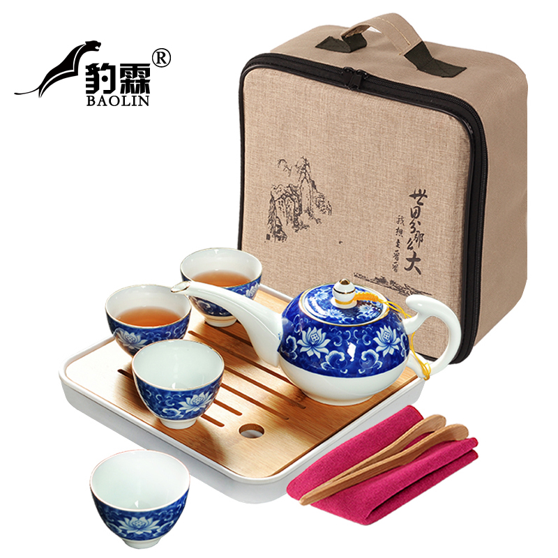 Leopard lam, portable travel contracted and I kung fu tea set kit home tea cup teapot jingdezhen little sitting room set