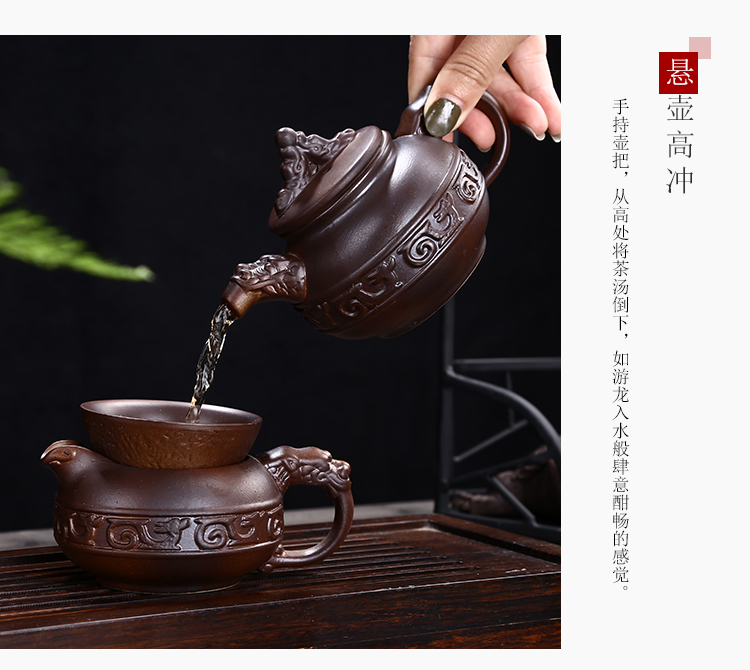 Restoring ancient ways leopard lam, kung fu tea set suit household jingdezhen ceramic tea cup teapot Japanese tea taking the living room