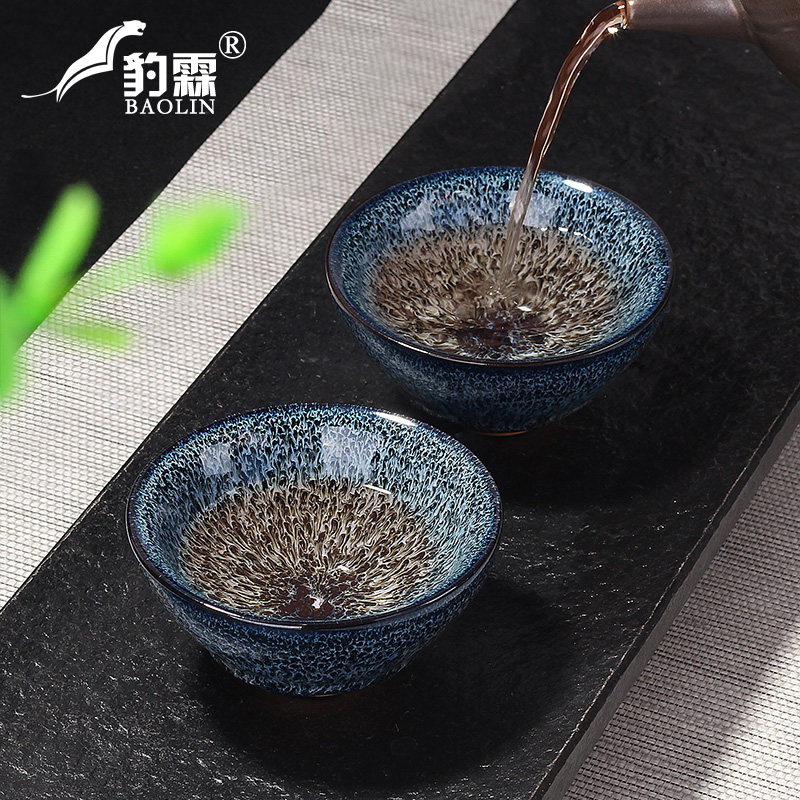 Leopard lam, jianyang built lamp that kung fu tea ceramic cups, a single master cup small sample tea cup temmoku checking household