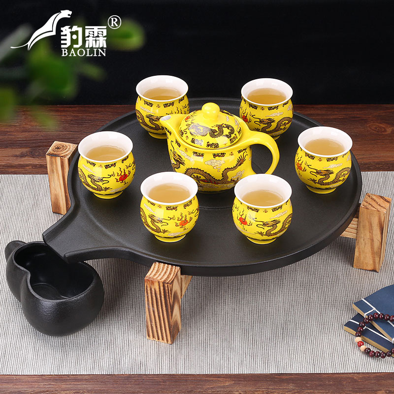 Leopard lam, automatic lazy graphite purple ceramic kung fu tea set tea tray was small tea home poor pallet