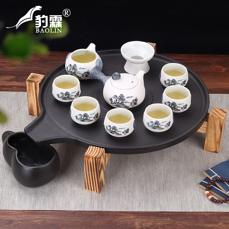 Leopard lam, automatic lazy graphite purple ceramic kung fu tea set tea tray was small tea home poor pallet