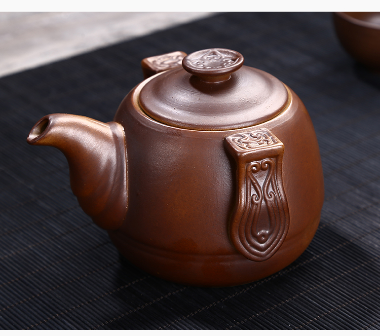 Restoring ancient ways leopard lam, kung fu tea set suit household jingdezhen ceramic tea cup teapot Japanese tea taking the living room