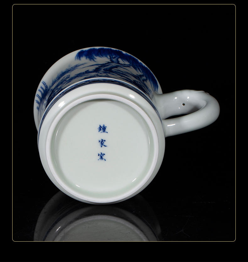 Clock home office cup all hand jingdezhen porcelain up of blue and white porcelain maintain the lad ceramic cup with cover large household