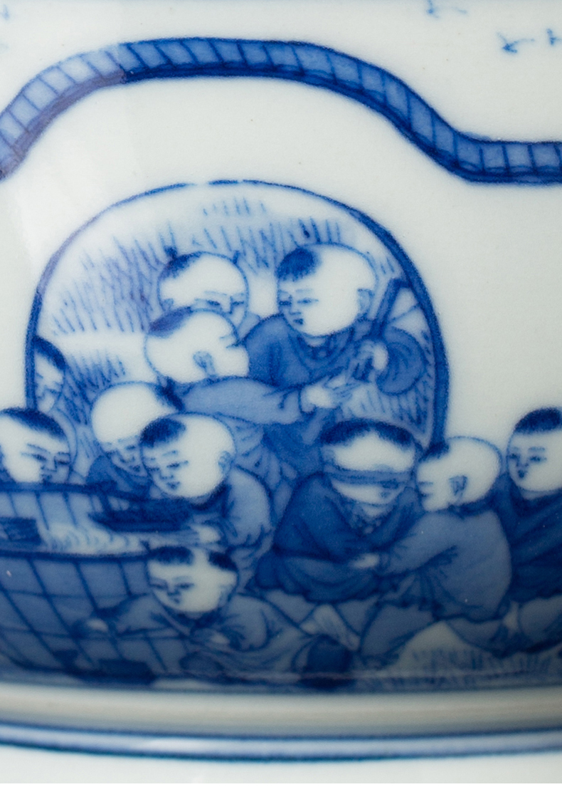 Clock home blue and white master cup single CPU jingdezhen ceramic up kunfu tea cup pure manual firewood cup the ancient philosophers